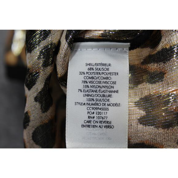 Alice & Olivia Piera Silk Blend Tee In Metallic Spotted Leopard Print XS - Picture 5 of 6